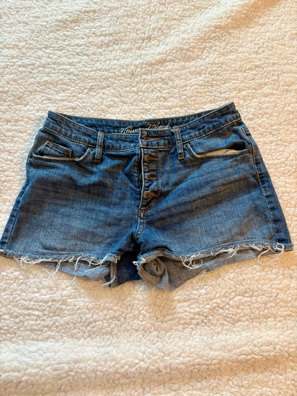 Universal Thread Dark Blue Button-Fly Denim Shorts
